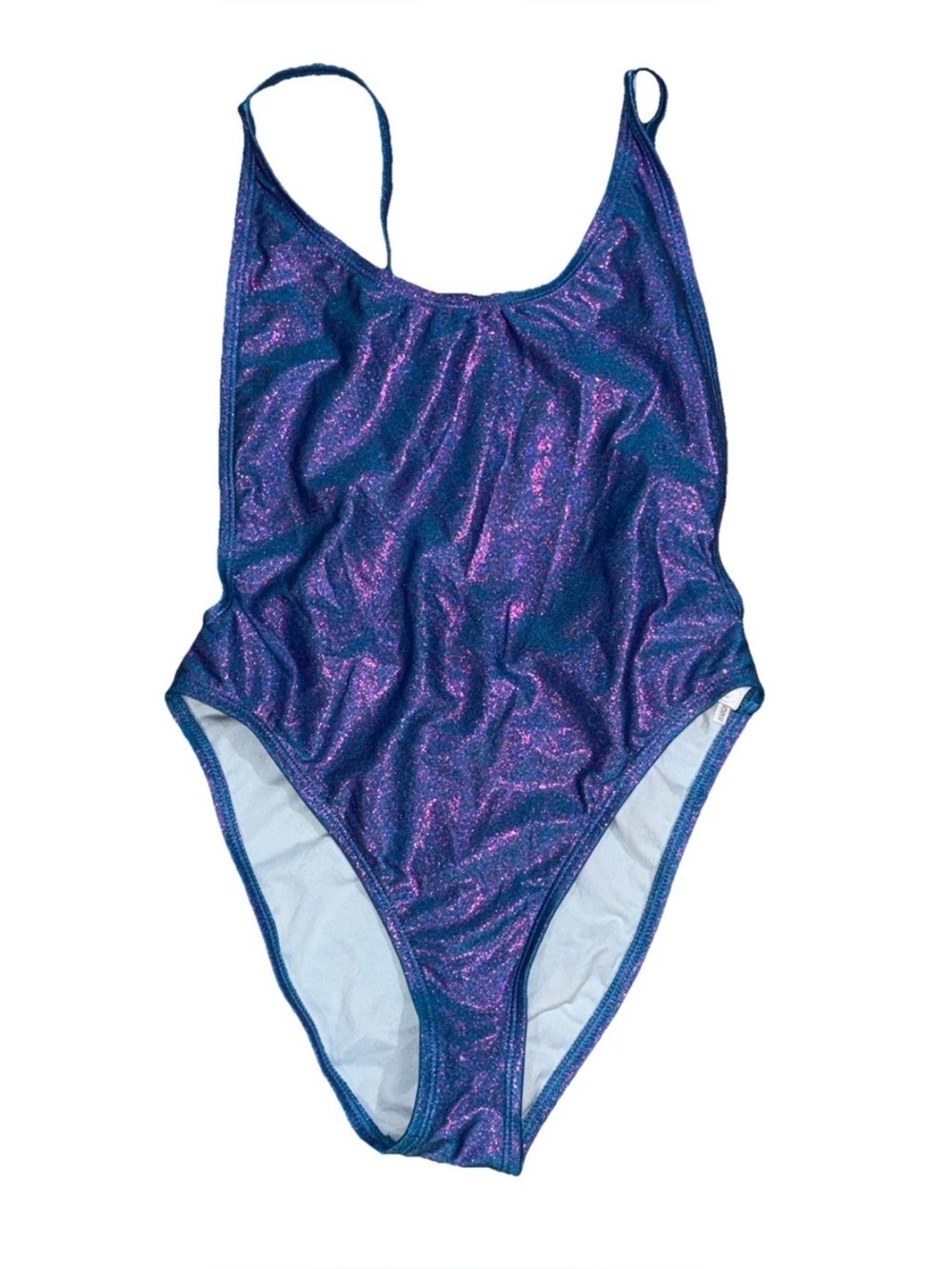 Fashion Nova Standout Metallic Swimsuit Lilac Glitter Size Small